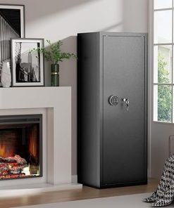 SUNCROWN 10-12Gun Safe, Rifle and Pistol Home Safes, Large Rifle Safe, Digital Keyboard Gun Cabinet with Pistol Bag and 3 Adjustable Brackets for Home Use 2