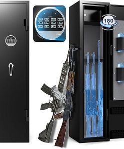 2-3 Gun Safe, Gun Cabinets for Rifles and Shotguns with Alarm System, Gun Locker with 180-Degree Full Access Door, Rifle Gun Safe with LED Light