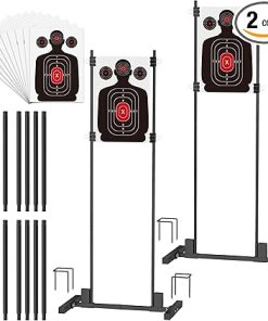 Easily Adjustable Shooting Target Stand Set, Sturdy Metal Stand for Outdoor Shooting, Fits Metal & Wooden Frames, Includes Target Papers & Storage Bag