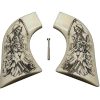 Ivory Grim Reaper Ruger Vaquero/Blackhawk/Wrangler Grips Checkered, Engraved, Textured