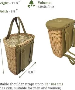 Acropolis Wicker Forage Basket Backpack – Basket for Mushroom Picking – Mushrooms Foraging Bag with Straps for Forager, Belt Forage Basket Pouch for Hiking, Camping, mini 2