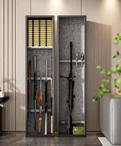 6-8 Gun Safes,Biometric Gun Safe for Pistols with Quick Access,57″ Fireproof Cabinet with Adjustable Rack for Home Rifle and Shotguns,Fingerprint/Digital Keypad Lock,Black 2