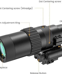 Feyachi Red Dot Magnifier 1.5-5x Flip to Right Side, Absolute Co-Witness Compatible, Multi-Coated Optics, Steel Mount, Fits Picatinny Rails 2