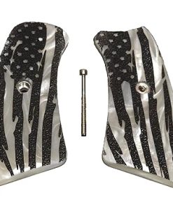 Pearl American Flag Ruger GP100 Grip Inserts Engraved Textured Checkered