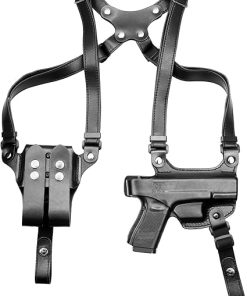 Handmade Glock 19 Shoulder Holster, Thumb Break Full Grain Leather Shoulder Holster for Glock 19, 19x, 23, 32, 45, Double Mag Holder Included, Adjustable Strap for Concealed Carry, Right Handed