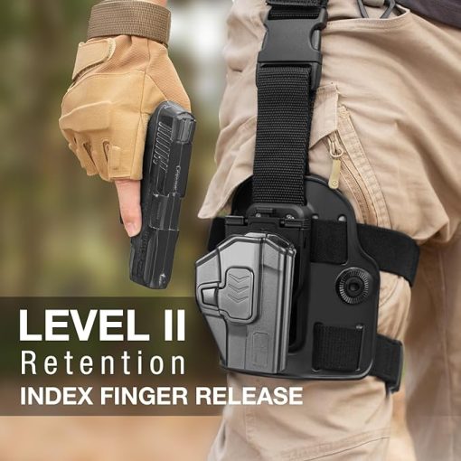 Gun & Flower Level II Tactical Drop Leg Holster,Thigh Holster Fit Taurus G2C,G3C, Taurus G2 PT111, PT140,Adjustable,Level II Retention Index Finger Release,Toolless Adjustment, Right Hand - Image 2