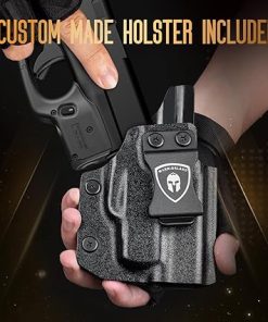 WARRIORLAND Green Laser Sight Fit Glock 43/G43X (No Rail Version) with Kydex Holster, First Green Beam Sight with Power Indicator, Glock 43 Laser IWB Holster Right Hand, WLS-105G w/ G43 2