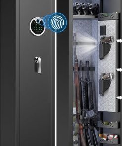 Gun Safe, 4-5 Large Gun Safe for Home Rifle and Pistols, Fingerprint Long Gun Cabinet with Dual Alarm and Mute Function, Gun Safe for Shotguns Built-in Removable Shelf