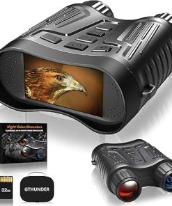GTHUNDER Night Vision Goggles, Night Vision Binoculars – 4K UHD Video, 52MP Photos, App Remote Control, 10X Zoom, 4″ HD Screen, 984ft, 7-Level IR, 4000mAh, 32GB Card – Ideal for Hunting & Security