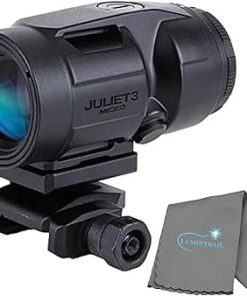 Juliet3-Micro Magnifier, Push-Button Mount with Spacers, Rifle Magnifier 3X Magnification with Lumintrail Cleaning Cloth