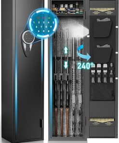 3-5 Digital Large Rifle Safe for Rifle and Pistols,Long Gun Safe for Rifle and Shotguns with Multifunctional Panel and Upgraded Pistol Pouches,LED&Alarm and Mute Mode-No Assembly Required