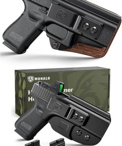 IWB Holster for G19 Concealed Carry Compatible with Glock 19 (G19 Gen 3/4/5), 19X, 44, 45, 23, 32 – Kydex and Leather Hybrid Holster Ideal for Appendix Inside Waistband Right Hand