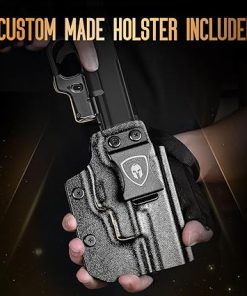 WARRIORLAND Green Laser Sight Fit Glock 17/19/19X/23/31/32/44/45 with Kydex Holster, First Green Beam Sight with Power Indicator, G19 Laser with IWB Holster Right Hand, WLS-104G w/ G19 Holster 2