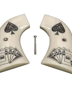 Ivory Dead Mans Hand Ruger New Vaquero (XR3 Frame) Checkered, Engraved, Textured