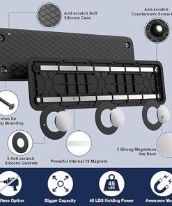 Magnetic Magazine Holder for Gun Safe & Wall, Double-Sided Gun Magnet, Magnetic Tool Holder with Scratch-Resistant Rubber Coating, Mag Storage Gun Safe Accessories Hold up to 45LBS 2