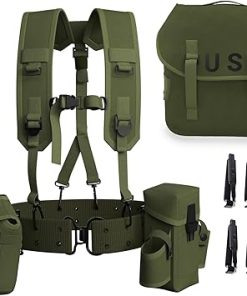 MT Military Alice Yoke Shoulder Strap with Belt, Utility Army Butt Pack and Canteen & Magazine Pouch Set for Outdoor Backpack Olive Drab