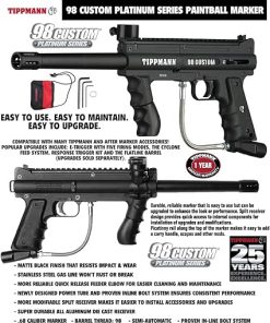 Maddog Tippmann 98 Custom Basic Silver Paintball Gun Marker Starter Package – Black 2