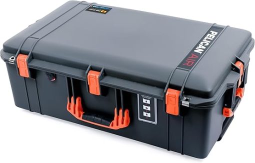 Pelican 1595 Case by ColorCase - Charcoal - Large Sized Waterproof Case with Pick & Pluck Foam & Convoluted Lid Foam - Orange Handles & Latches - Image 2