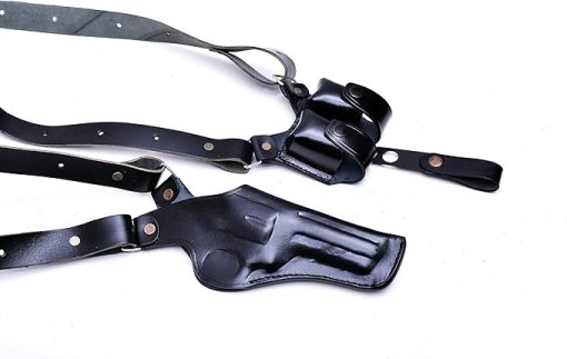 Vertical Leather Shoulder Holster fits Ruger GP100 or SP101, Magazine Pouch, Handcrafted, Right Handed, PulsarHolster - Image 2