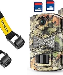 Trail Camera 2 Pack 24MP 1080P HD+Trail Camera Straps 2 Pack,Game Camera with 32GB SD Card,