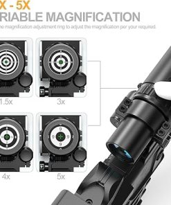 Feyachi Red Dot Magnifier 1.5X – 5X Magnification with Focus Adjustment and Flip to Left/Right Side Mount, Color Black 2