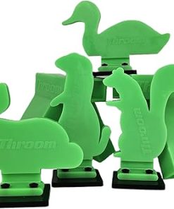 THROOM Varmint BounceBack Plate Rack Kit – Auto-Reset Gun Target for Pistol – For Indoor & Outdoor Shooting Range – Ricochet Free – 1 Prairie Dog, 1 Squirrel, 1 Rabbit, & 1 Duck Target and 2×4 holders 2