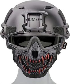 Tactical Airsoft Fast Helmet PJ Type and Foldable Skull Half Mask/3 ColorsGoggles， for Paintball Military Outdoor CS Game Shooting