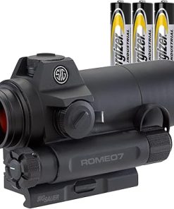 Sig Romeo 7 (SOR71001) 1x30mm Full Size Red Dot Sight Scope, 2 MOA, MOTAC Technology, Bundle with 4 Extra Energizer Batteries – Red Dot Magnifier Scope