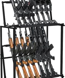 Multi Gun Rack, Folding 14 Gun Standing Floor Gun Display Rack, Upgraded Rifle Rack Standing, Height Adjustable Metal Rifle Storage Holder with Soft Sponge, Detachable Into Two Separate Gun Mounts.