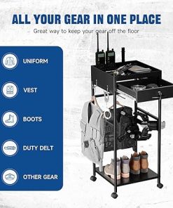 STANI Police Gear Rack with Hooks Police Gear Stand Tactical Gear Stand Police Vest Hanger Police Stand for Gear Uniform Gear Rack Law Enforcement Duty Belt Holder Cop Caddy Come Home Safe Police Gift 2