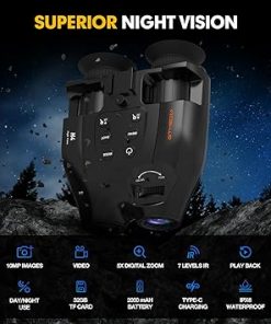 Night Vision Goggles, Head-Mounted Digital Infrared Night Vision Binoculars for Adults, 5X Digital Zoom, HD Large Screen Binoculars Perfect for Hunting Outdoor Observation with 32GB TF Card 2