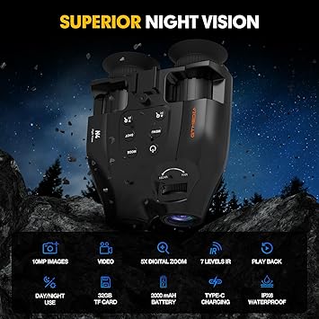 Night Vision Goggles, Head-Mounted Digital Infrared Night Vision Binoculars for Adults, 5X Digital Zoom, HD Large Screen Binoculars Perfect for Hunting Outdoor Observation with 32GB TF Card 2 Night Vision Goggles, Head-Mounted Digital Infrared Night Vision Binoculars for Adults, 5X Digital Zoom, HD Large Screen Binoculars Perfect for Hunting Outdoor Observation with 32GB TF Card - Image 2
