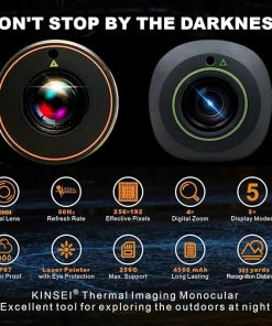 KINSEI Thermal Imaging Monocular, Thermal Monocular Night Vision Telescope, 10mm Focal Lens 256×192(50HZ) Effective Pixels Heat Vision Goggles Optic Spotting Scope Camera for Night Hunting-Grey 2