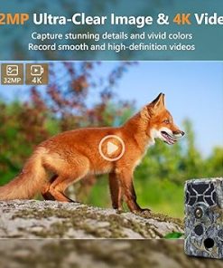 4K 48MP Trail Cameras with Night Vision Motion Activated Waterproof, Game Camera with 100ft Clear Night Vision，Trail Cam with 140°Angle IP66 Waterproof with 64GB Card and 8 Batterries 2