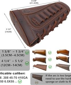 Leather Rifle Buttstock Pouch Ammo Holder and Rifle Sling Shell Holder Cartridge for .308 .30-06, .45-70, 44Mag Henry 7MM 2