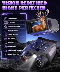 Night Vision Goggles, 4K Night Vision Binoculars for Adults High Powered, 3.0” HD Night Vision Camera Infrared Goggles Scope and Day for Camping & Outdoor with 32GB TF Card, 10X Digital Zoom & 9 IR 2