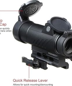 Sig Romeo 7 (SOR71001) 1x30mm Full Size Red Dot Sight Scope, 2 MOA, MOTAC Technology, Bundle with 4 Extra Energizer Batteries – Red Dot Magnifier Scope 2