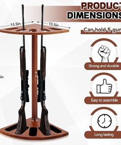 5 Gun Wood Gun Rack Wood Corner Wall Display Rack Shotgun Rifle Stand Gun Holder Display for Home Garage Office Storage 2
