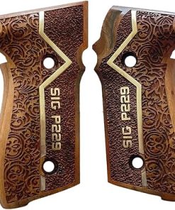 Salvatore Walnut Wood Handle Pistol Grips for Sig Sauer P229 with Gold Metal Logo