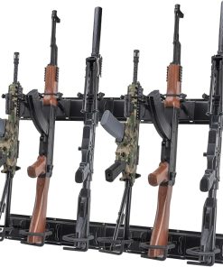 Gun Rack Wall Mount, Indoor Metal Gun Rack, Adjustable Rifle Storage Holder with Soft Padding, Vertical Gun Display, for 6 Slot