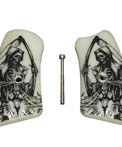 Ivory Grim Reaper Ruger SP101 Grip Inserts Engraved Textured Checkered