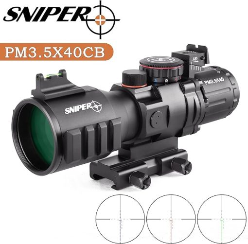 GII PM3.5X40 Prism Scope Long Eye Relief 3.5x40mm Prism Scope Wide Angle Red/Green/Blue Illuminated - Image 2