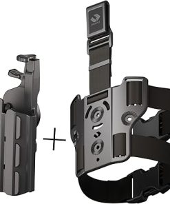 Orpaz T40 G17 Holster with Light, Level II OWB Light Bearing Holster Compatible with Glock 17, for Medium Sized Flashlights, with Paddle and Drop-Leg Attachments