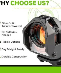Meprolight Mepro M22 Self-Illuminated Reflex Sight, Fiber Optic & Tritium, Rifle Amber Dot Sight, MIL STD 1913 Picatinny Rail Mount, 3.5/40 MOA Bullseye 2