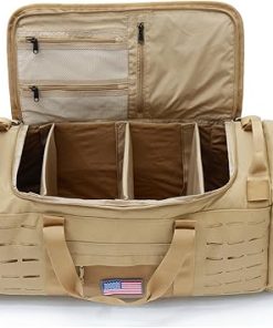 48L Military Duffle Bag with Separate Shoe Compartment,Tactical Gear Backpack Molle System,Khaki