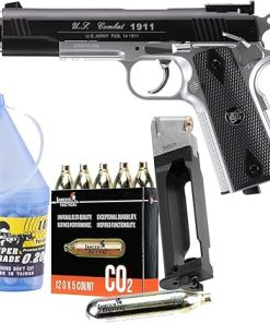 GoldenBall-WinGun New Classic 1911 CO2 Non-Blowback Airsoft Pistol Full Package-Two Magaines & 5 Count CO2 Included (Color: Black/Silver)