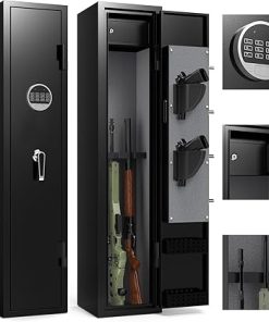 2-3 Rifle Gun Safe, Gun Cabinets for Rifles and Shotguns with Inner Safe, Gun Safes for Rifle and Pistols with Dual Alarm System, 180 Degree Quick Access Shotgun Safe for Home, Electronic Lock