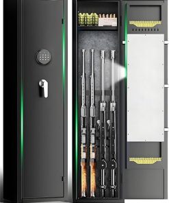 3-4 Digital Long Gun Safe for Rifle and Shotguns(with/without Scope), Quick Access Rifle Safe for Home Rifle and Pistols with Alarm&Mute Mode,Gun Cabinet with Adjustable Gun Rack