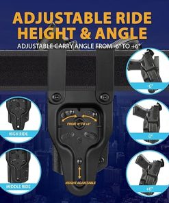 WARRIORLAND Duty Holster Level II Retention w/Hook Guard & Rotating Hood Compatible with Glock 19 19X 44 45 Gen 3 4 5 & G23 32 Gen 3 4, 2.25 Inch Outside Waistband, Adj. Retention&Ride Height, Right 2