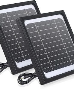 5W 12V Solar Panel for Trail Camera – Waterproof Solar Charger Kit with 5200mAh Battery, Compatible with Game Camera, Hunting & Wildlife Monitoring (2 Pack)